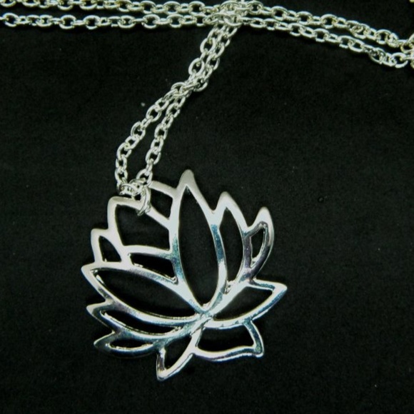 Silver Lotus Flower Necklace - Picture 2 of 6